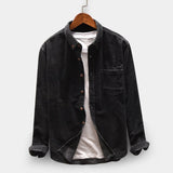 Momentlover Autumn Men Shirt Long Sleeve Regular Fit Mens Casual Shirt Thick Solid Color Men's Shirts With Pockets Male Coat MY846