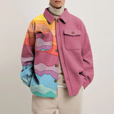 Momentlover Eyes Print Hipster Men Jackets Turn-down Collar Shirts Spring Autumn Fashion Cardigan Tops Casual Streetwear England Style