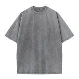 Momentlover  -  230G Cotton Retro T-shirt Drop-shoulder Sleeve Men Women Vintage Short-sleeve T Shirts Solid Color Hip Hop Loose Tees