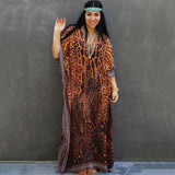 Solid Plus Size Long Kaftan Casual V-Neck Robe Summer Batwing Sleeve Woman Clothing Side Split Beachwear Maxi Dress Q1383