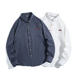 Momentlover -  Cotton Long-sleeved Shirt Japanese Solid Color Men Shirts Oversized Male Blouses 2024 Spring Casual Large Size Clothing