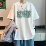 Momentlover  -  Mens Casual Oversized T-shirt Short Sleeve Clothing Cotton Breathable Tshirts Loose Vintage Y2k Anime Streetwear Harajuku Tees