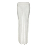 Women Dress Sets Sexy Hollow Out Knitted Two Piece Sets  Summer Short Sleeve Cropped Tops with Tassel Long Skirts Y2K Suits