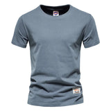 Momentlover  -  Mens Summer 100% Cotton T-Shirts Wihte Fashion Casual Short Sleeve O-Neck T Shirt for Men Quality Tops Tees Basic Clothing Black