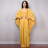 Multicolor V-Neck Batwing Sleeve Plus Size Loose Maxi Dress For Women Summer Beach Wear Kaftan Long Bathing Dresses Q1306