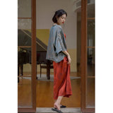 retro chinese improved ancient hanfu style loose coat long printed dress two pieces set for women daily hanfu dress g926
