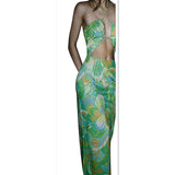 Women Bodycon Dress Abtrasct Printing Cross Halter Backless High Waist Split Vestidos Ladies Sexy Street Beach Summer Clothing