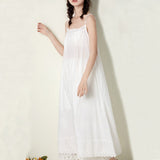 Spring Autumn Mori Girl Sweet Cotton And Linen Loose Long Dress Women Solid Color Sleeveless Bottom Strap Dresses K058