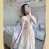 Strawberries Printed A-Line Dress Short Sleeve Dresses Cotton Retro Clothes Female Women Clothing Harajuku Korean Fashion