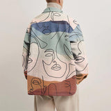 Momentlover Eyes Print Hipster Men Jackets Turn-down Collar Shirts Spring Autumn Fashion Cardigan Tops Casual Streetwear England Style