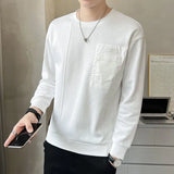 Momentlover  -  Fashion O-Neck Spliced Letter Pockets Tee Shirt Men's Clothing Autumn New Oversized Casual Pullovers Korean T-Shirt