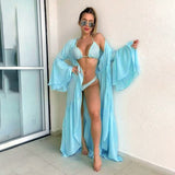 Sexy White Beach Dress Casual Chiffon Flare Sleeve Tunic Summer Elegant Women Plus Size Beachwear Trumpet / Mermaid Dresses A911