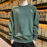 Momentlover  -  Fashion O-Neck Solid Color All-match Embroidery T-Shirt Men's Clothing  Spring New Casual Pullovers Loose Korean Tee Shirt