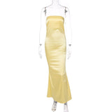 Thanksgiving Day Gift  For Summer Fashion Women's Clothes Solid Tube Top Sleeveless Casual Party Prom Maxi Dresses Vestidos Streetwear