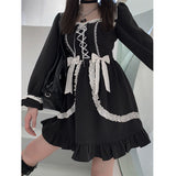 Halloween Gothic Retro Girls Lolita Lace Tea Party Dress Anime Cosplay Women Princess Long Sleeve Dresses Japanese Op Kawaii Sweet Costume