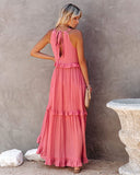 Sexy Blue Ruffled Halter Neck Sleeveless Maxi Dress Casual Women Summer Clothes Streetwear Sundress Vestido De Mujer A1228