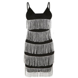 Weird Puss Tassel Mini Dress Women Solid Backless Stretch Skinny Sleeveless Sexy Sundress   Midnight Party Coquette Clothing