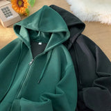 Momentlover -  Zip Hooded Sweatshirt Coat For Men Cotton Hoodie Basic Solid Color Casual Unisex Hoodies Male Clothing