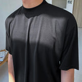 Momentlover  -  T-shirt Men's Short Sleeve Summer New Korean Trend Solid Black Small High Collar Casual Tee Tops For Male Tide 2Y8728