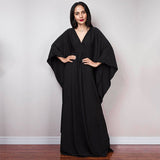Multicolor V-Neck Batwing Sleeve Plus Size Loose Maxi Dress For Women Summer Beach Wear Kaftan Long Bathing Dresses Q1306