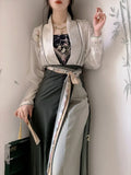 Chinese Song Dynasty Hanfu Dress Women Traditional Floral Print Princess Dress Female Chic Oriental Daily Hanfu Robe 3 Piece Set