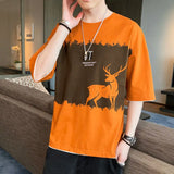 Momentlover  -  Fashion O-Neck Spliced Printed Casual T-Shirts Men's Clothing Spring Summer New Loose Korean Tops All-match Tee Shirt