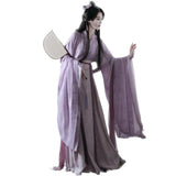 Hanfu Dress Women Ancient Chinese Hanfu 3pcs Sets Female Fairy Cosplay Costume  Summer Dance Dress Hanfu Purple 3pcs Sets