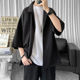 Momentlover  -  Solid Color Oversized Men's Shirts Harajuku Men Casual Half Sleeve Shirt Tops Cool Summer Streetwear Man Blouse 6 Colors