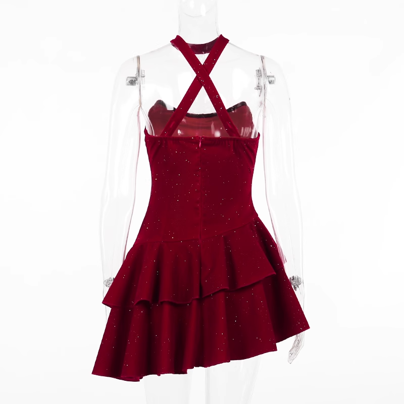- women's red dress with Christmas atmosphere GEU920