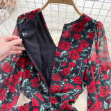 - Ruffle chiffon floral dress  GEU1250