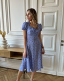 Maxi Floral Dresses For Women Beach Style Vintage Square Collar Summer Dresses  Womens Fashion Chic Designer Puff Sleeve