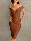 Bandage Dress For Women  Summer Off Shoulder Bodycon Dress Elegant Sexy White Red Evening Party Dress Club High Quality