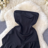 - Black Ribbon Irregular Dress GEU383