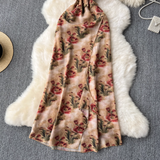 - New style chic suspender printed dress for summer GEU1090