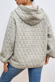 Momentlover Quilted Long Sleeve Hoodie with Pocket