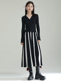 Momentlover Original Creation Loose A-Line Contrast Color Striped Skirts Bottoms
