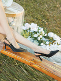Momentlover Split-Joint Pointed-Toe Chains Sling Shoes Sandals
