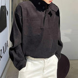 Momentlover Spring Lapel Single Breasted Hoodies Top Men Fashion Long Sleeve Solid Sweatshirt Men Clothing Casual Pockets Sweatshirts