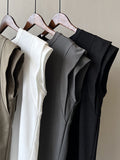 Momentlover Split-Joint Sleeveless Loose Round-neck T-Shirts Tops