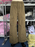 Momentlover Split-Joint Solid Color Pockets Buttoned Wide Leg Loose Trousers Pants