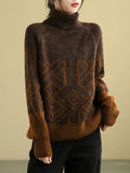 Momentlover Original Print High-Neck Knitting Sweater