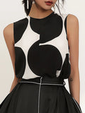 Momentlover Urban Polka-Dot Round-Neck Sleeveless Vest