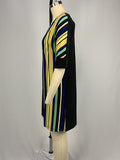 Momentlover Striped Contrast Color Asymmetric Plus Size Loose Round-neck Mini Dresses