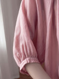 Momentlover Simple Casual Solid Buttoned Pleated Blouse