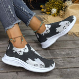 themeisles - Black Casual Patchwork Printing Round Comfortable Out Door Shoes