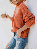 Momentlover Turtleneck Dropped Shoulder Sweater