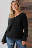 Momentlover Cable Knit V-Neck Sweater