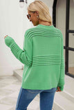 Momentlover Round Neck Openwork Long Sleeve Pullover Sweater
