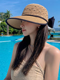 Momentlover Wide Side Bowknot Belly-Hollow Sun-protection Hats&Caps