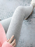 Momentlover Simple Skinny Leg Keep Warm Solid Color Leggings